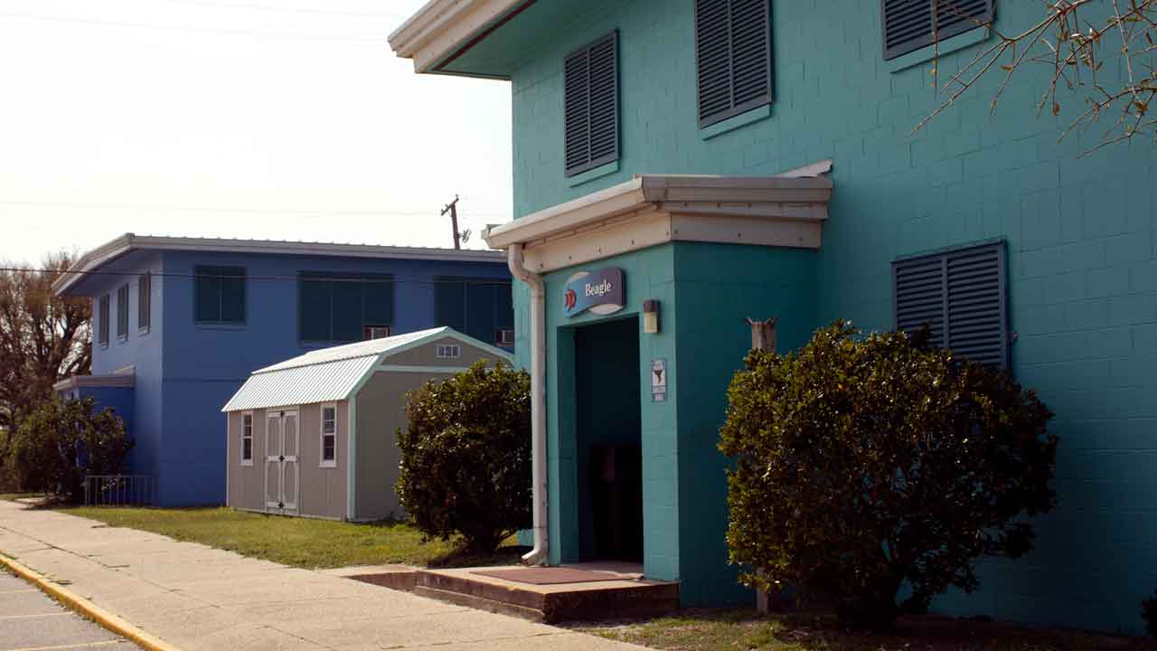 side door view of challenger and beagle dormitories