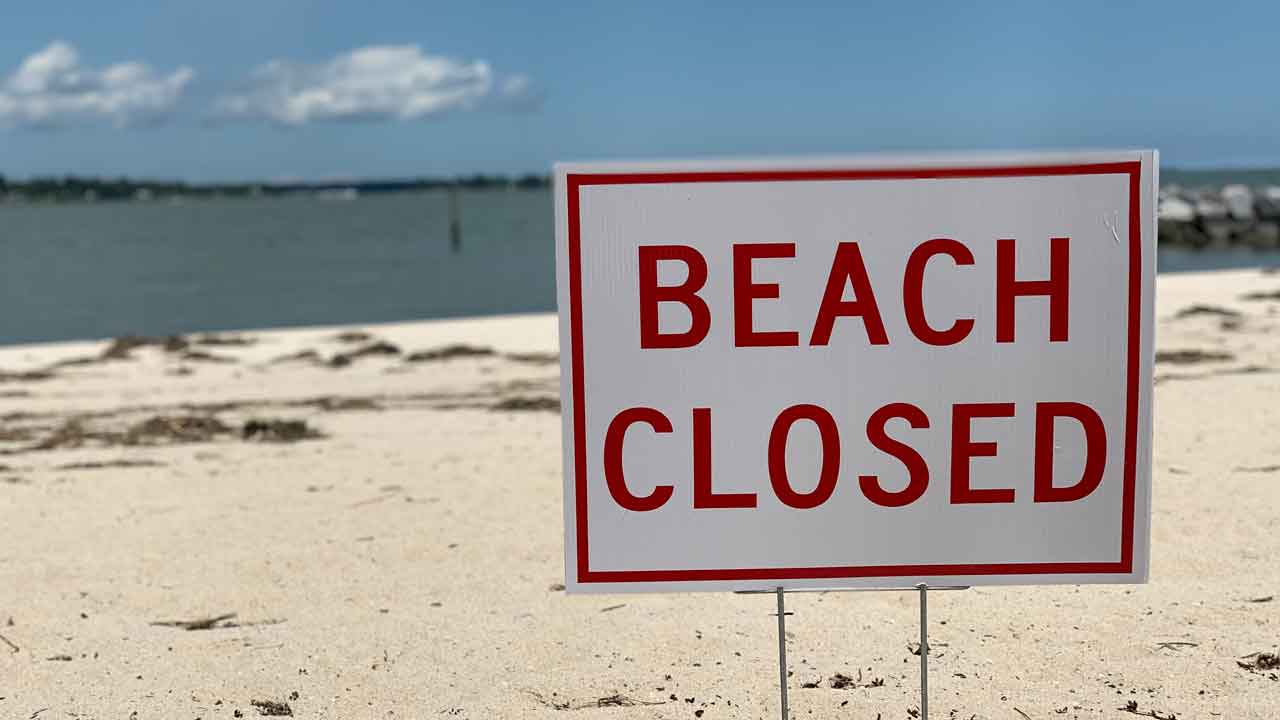 beach closed sign